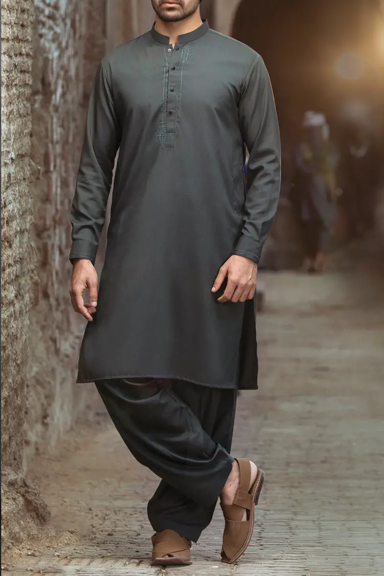 Green Blended Kameez Shalwar - Al-Ks-2380 1