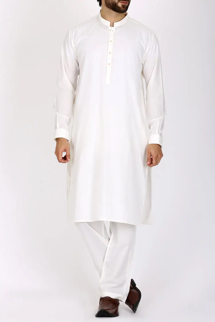 Off White Blended Kameez Shalwar - Al-Ks-2395 1