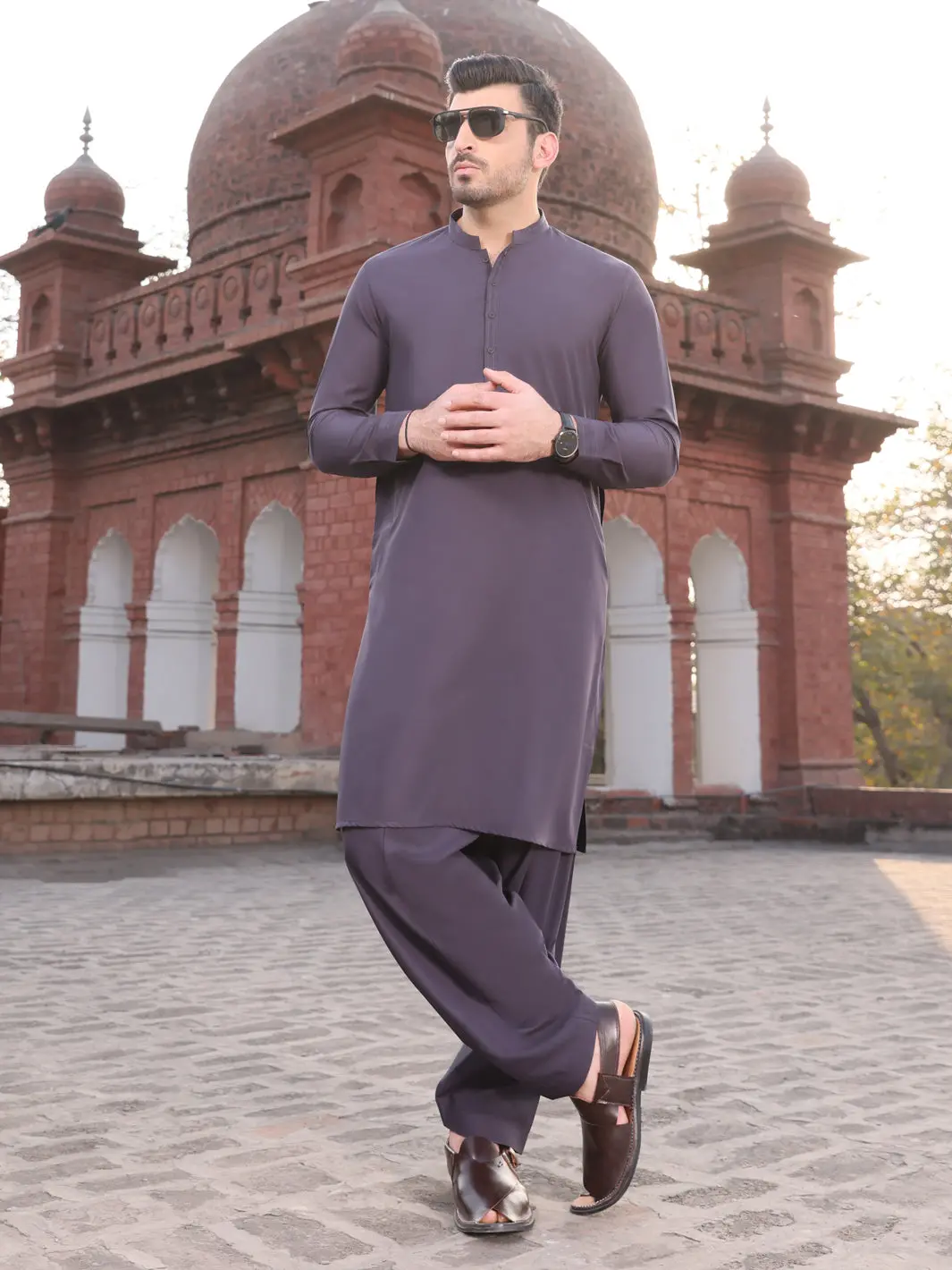 Purple Blended Kameez Shalwar - Al-Ks-2430 1