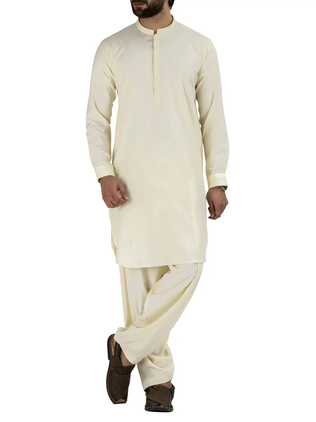 Off White Blended Kameez Shalwar - Al-Ks-2441 1
