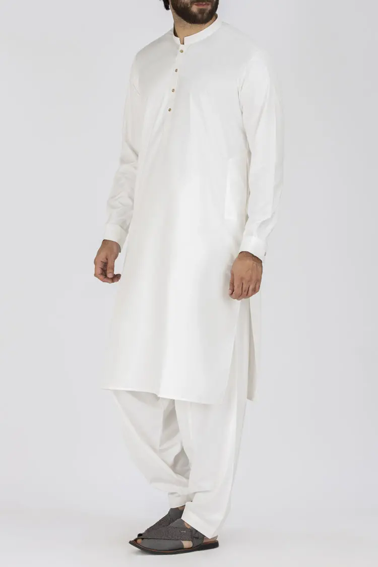Off White Blended Kameez Shalwar - Al-Ks-2452 1