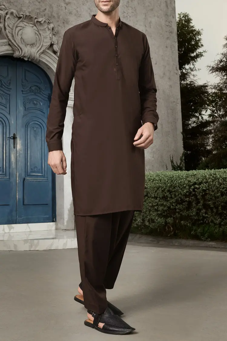 Brown Blended Kameez Shalwar - Al-Ks-2457 1