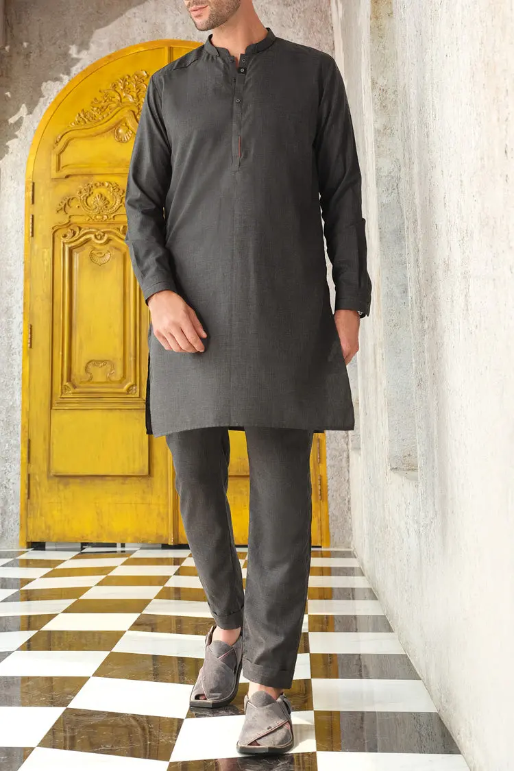 Dark Green Blended Kurta Pajama - Al-Ks-2471 1