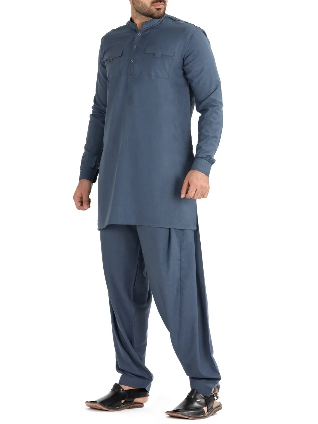 Blue Blended Kameez Shalwar - Al-Ks-2476 1