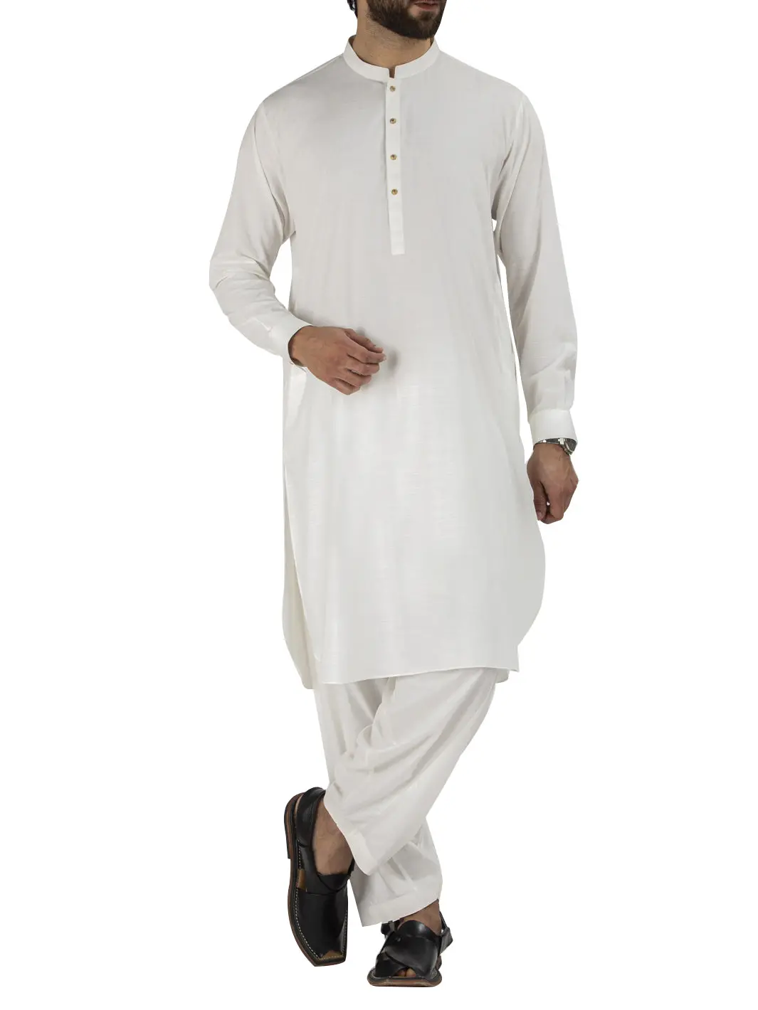 Off White Blended Kameez Shalwar - Al-Ks-2477 1