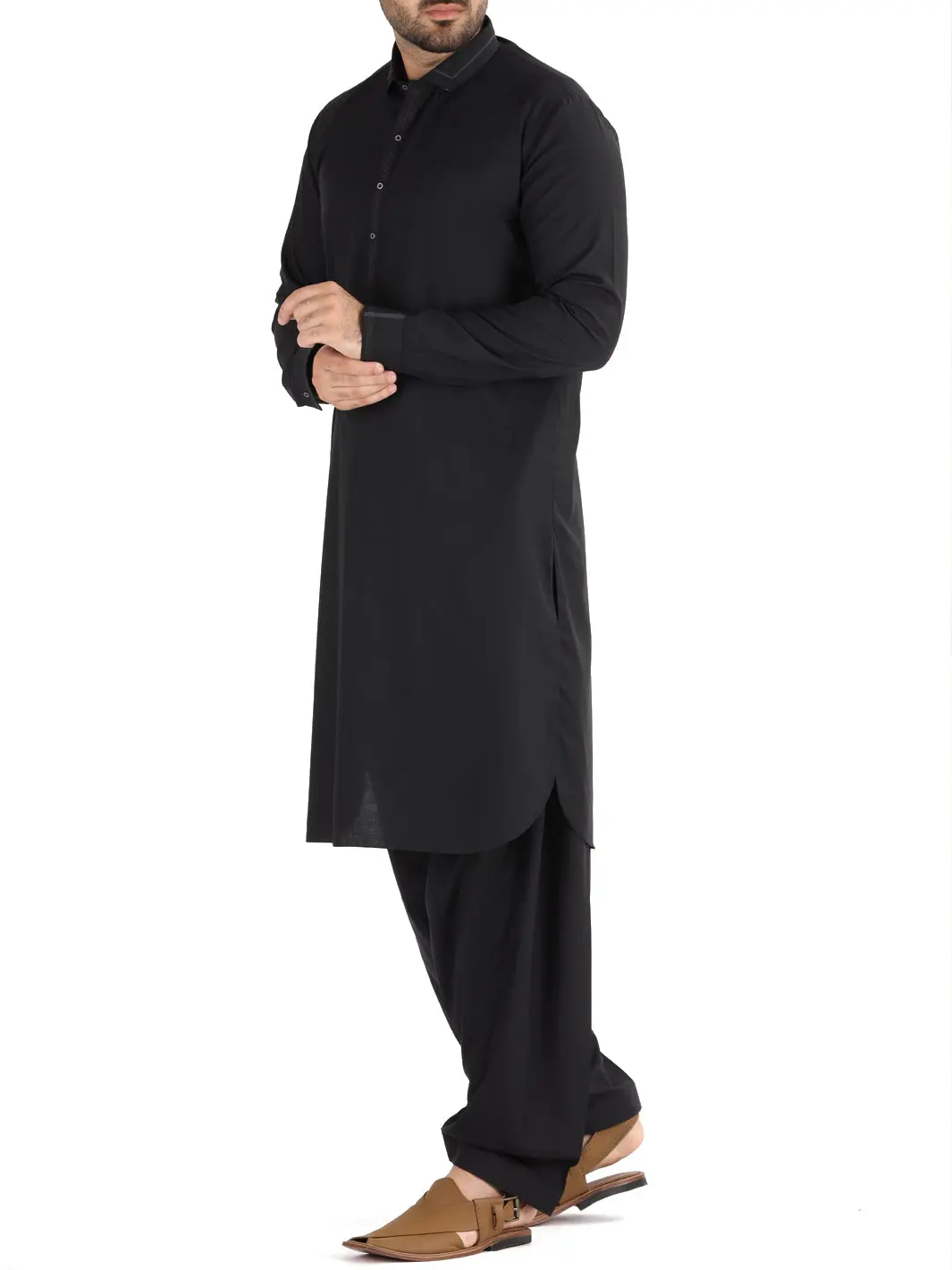 Black Blended Kameez Shalwar - Al-Ks-2481 1