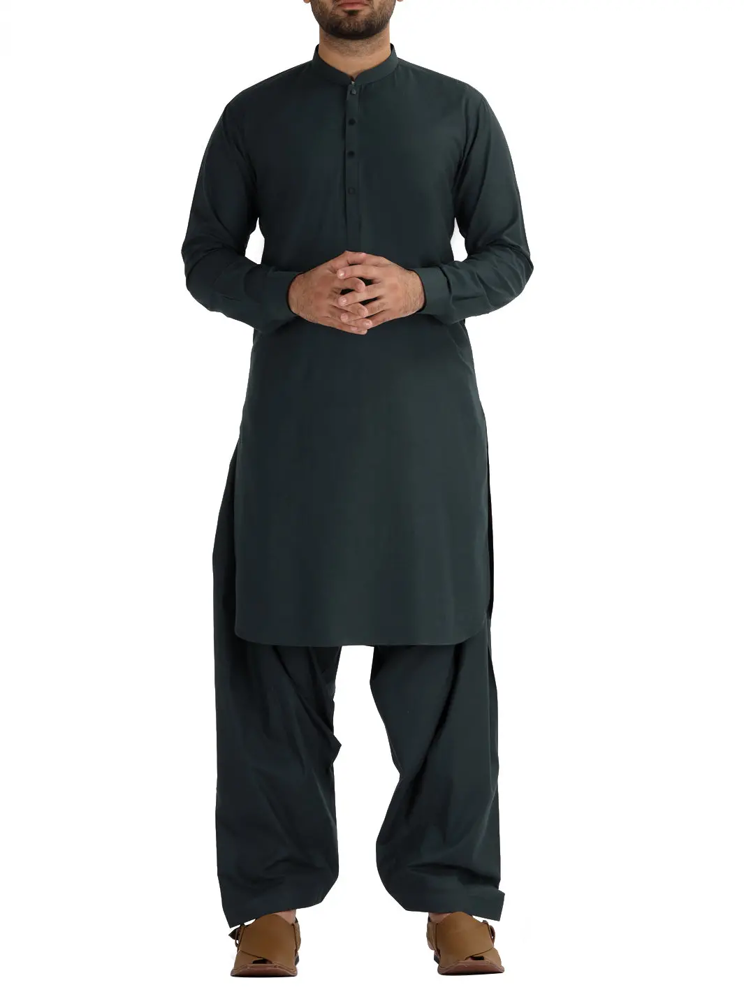 Green Blended Kameez Shalwar - Al-Ks-2485 1