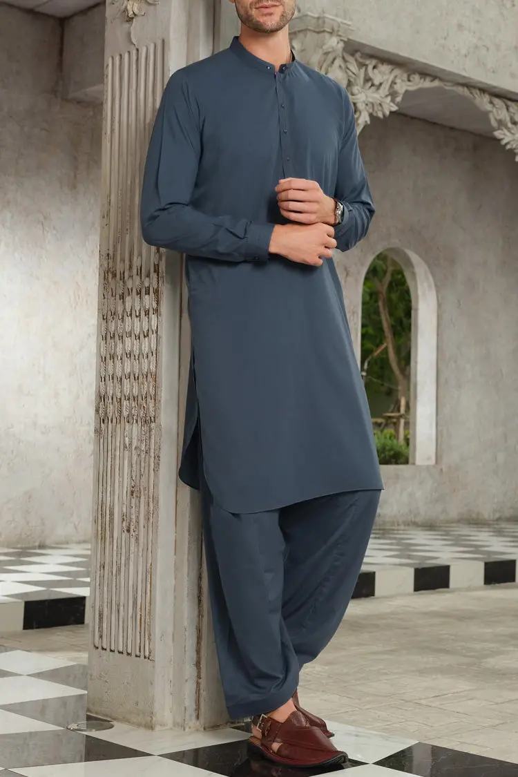 Blue Blended Kameez Shalwar - Al-Ks-2488 1