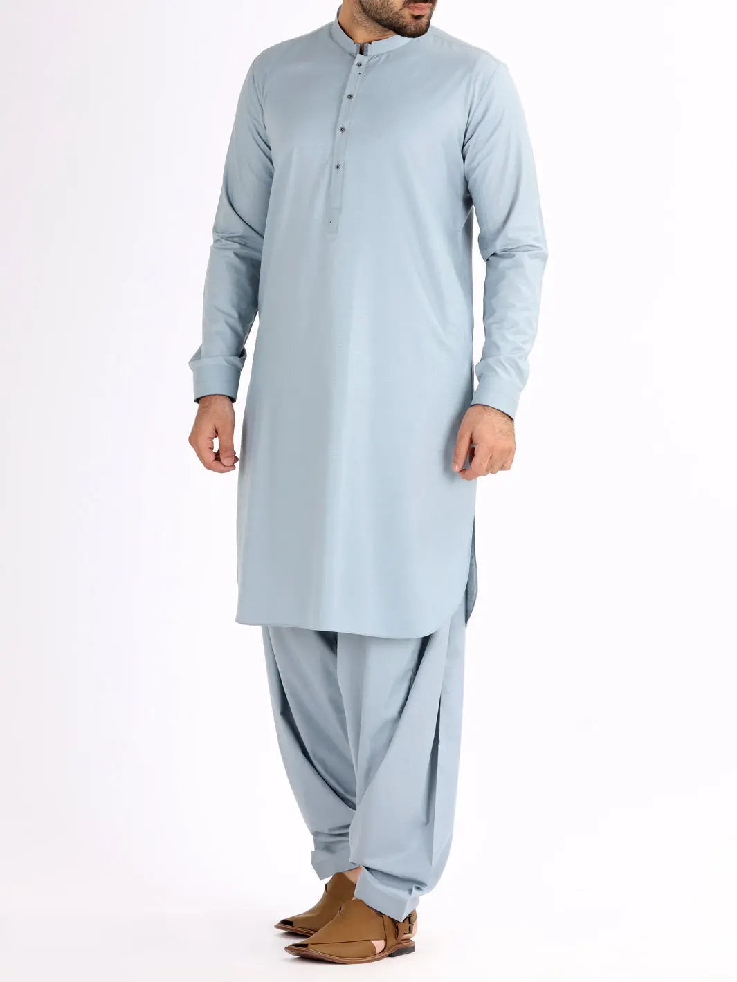 Sky Blue Blended Kameez Shalwar - Al-Ks-2489 1