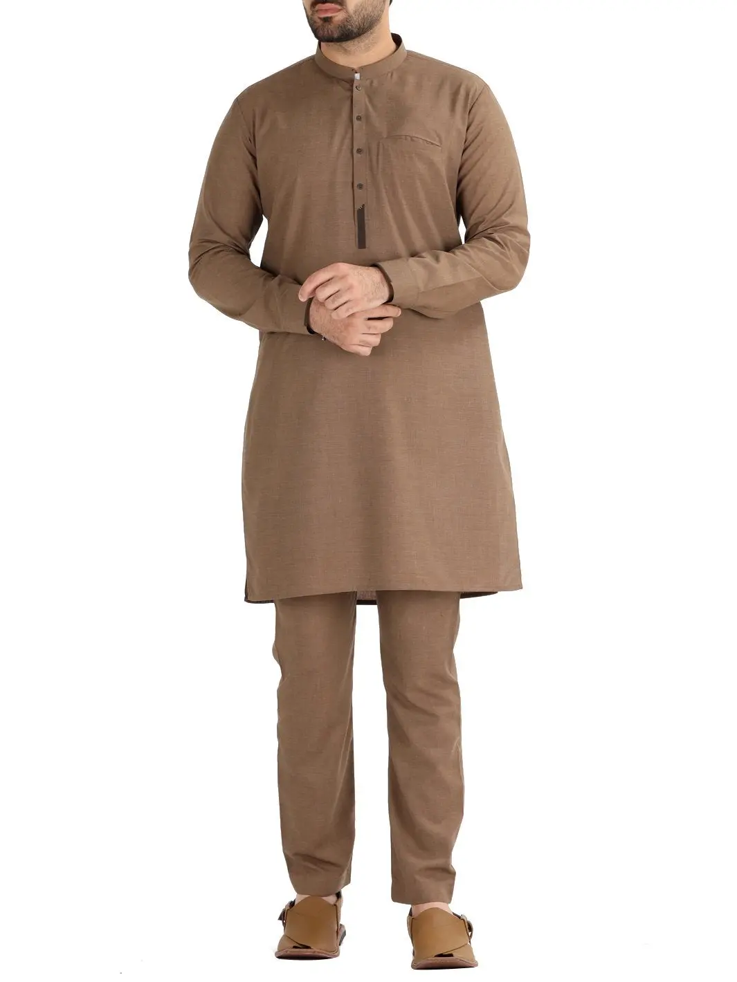 Brown Blended Kurta Pajama - Al-Ks-2490-R1 1