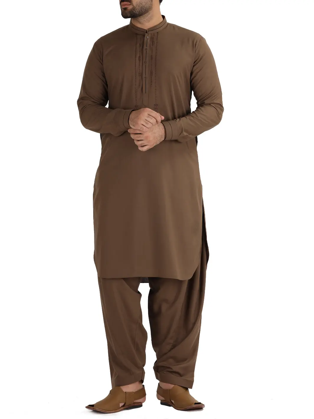 Brown Blended Kameez Shalwar - Al-Ks-2491 1