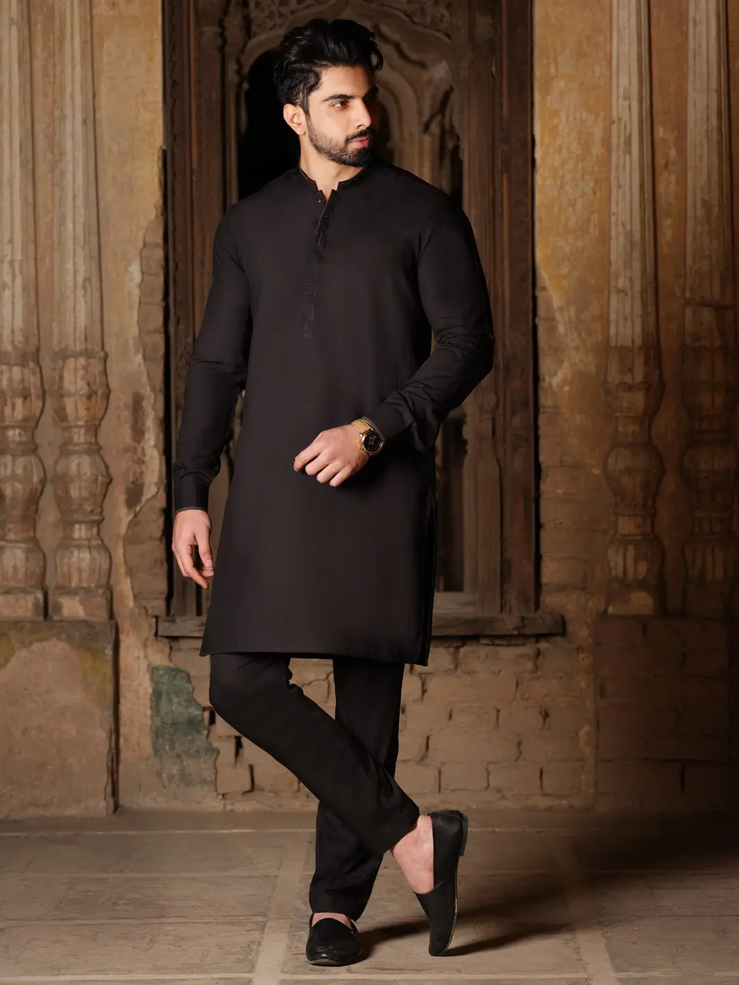 Black Blended Kurta Pajama - Al-Ks-2506 1