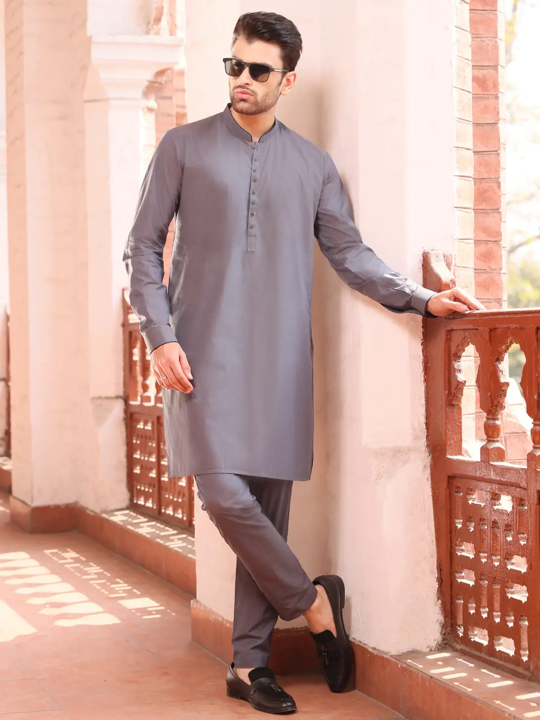 Grey Cotton Kurta Trouser - Al-Ks-2509 1