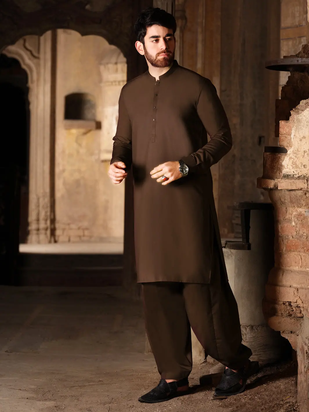 Brown Blended Kameez Shalwar - Al-Ks-2515 1