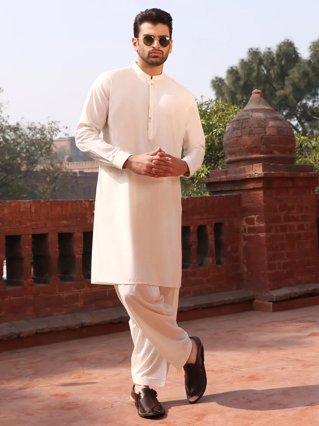 Cream Blended Kameez Shalwar - Al-Ks-2538 1