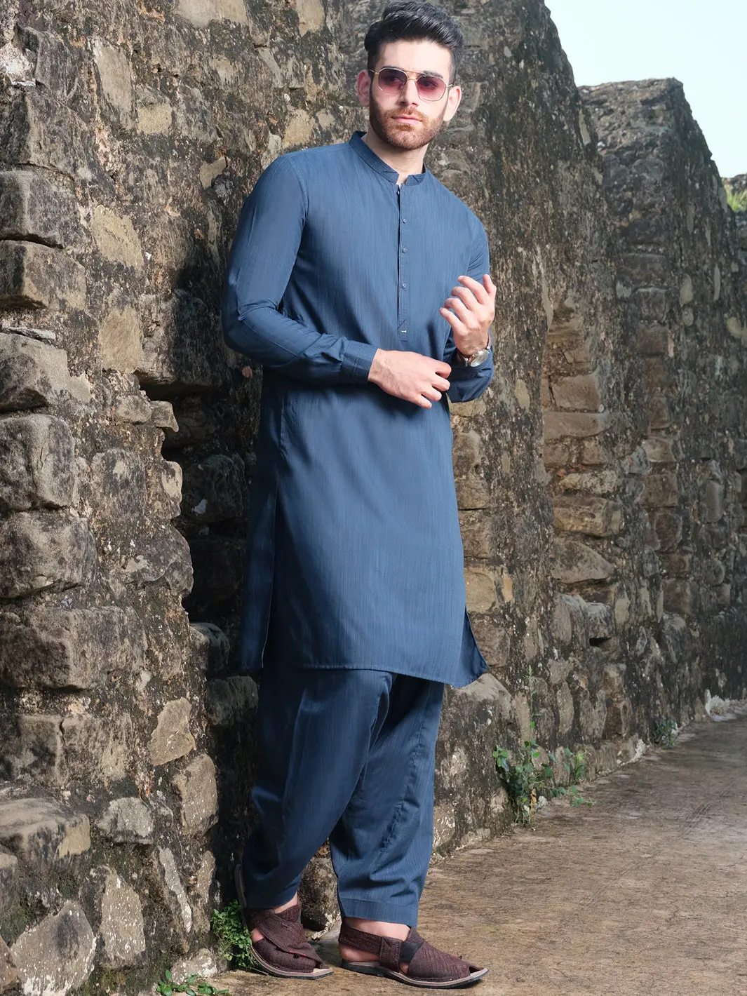 Blue Blended Kameez Shalwar - Al-Ks-2544 1