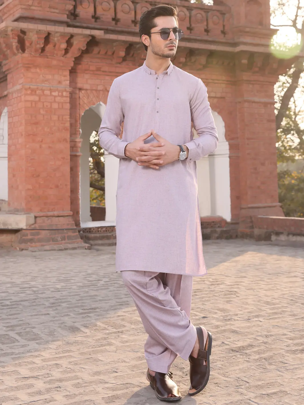 Light Purple Blended Kameez Shalwar - Al-Ks-2569 1