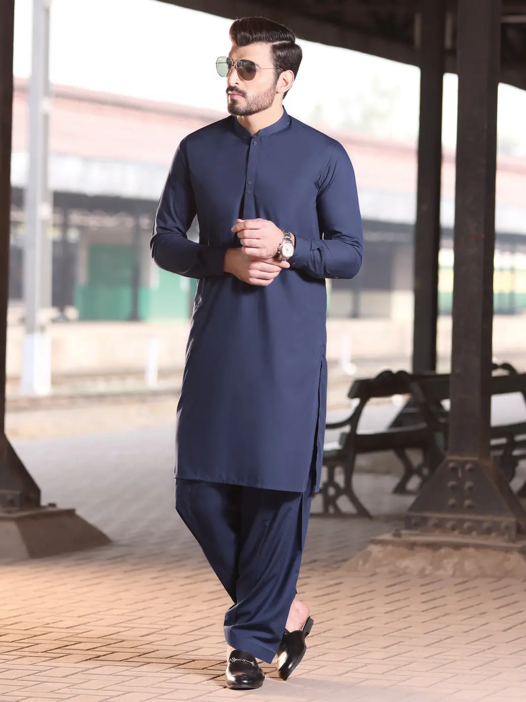 Blue Blended Kameez Shalwar - Al-Ks-2573 1