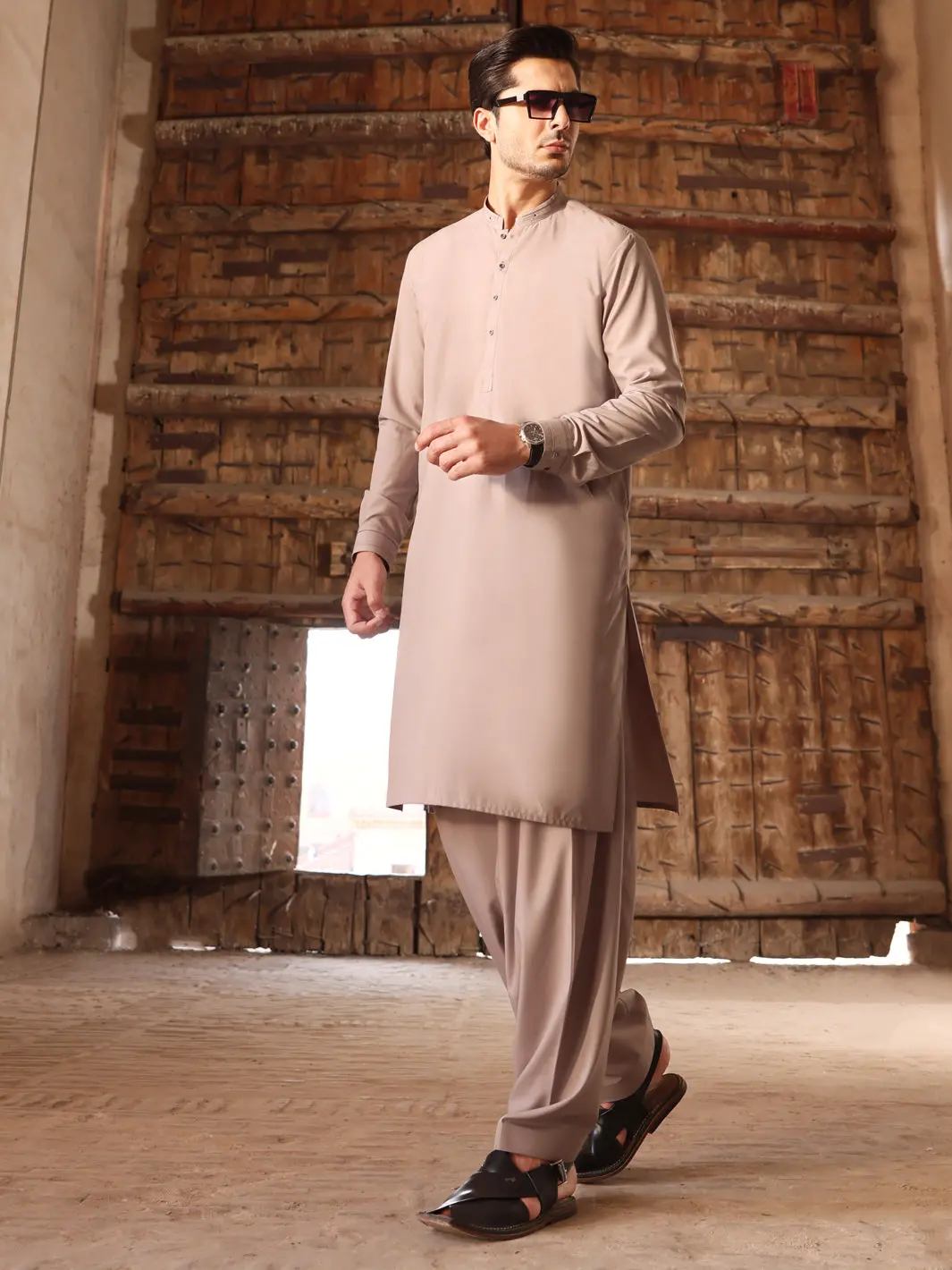 Light Gray Blended Kameez Shalwar - Al-Ks-2574 1