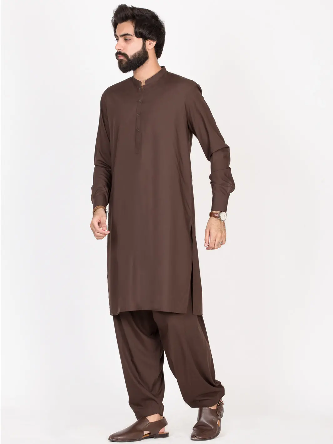 Brown Blended Kameez Shalwar - Al-Ks-2588 1
