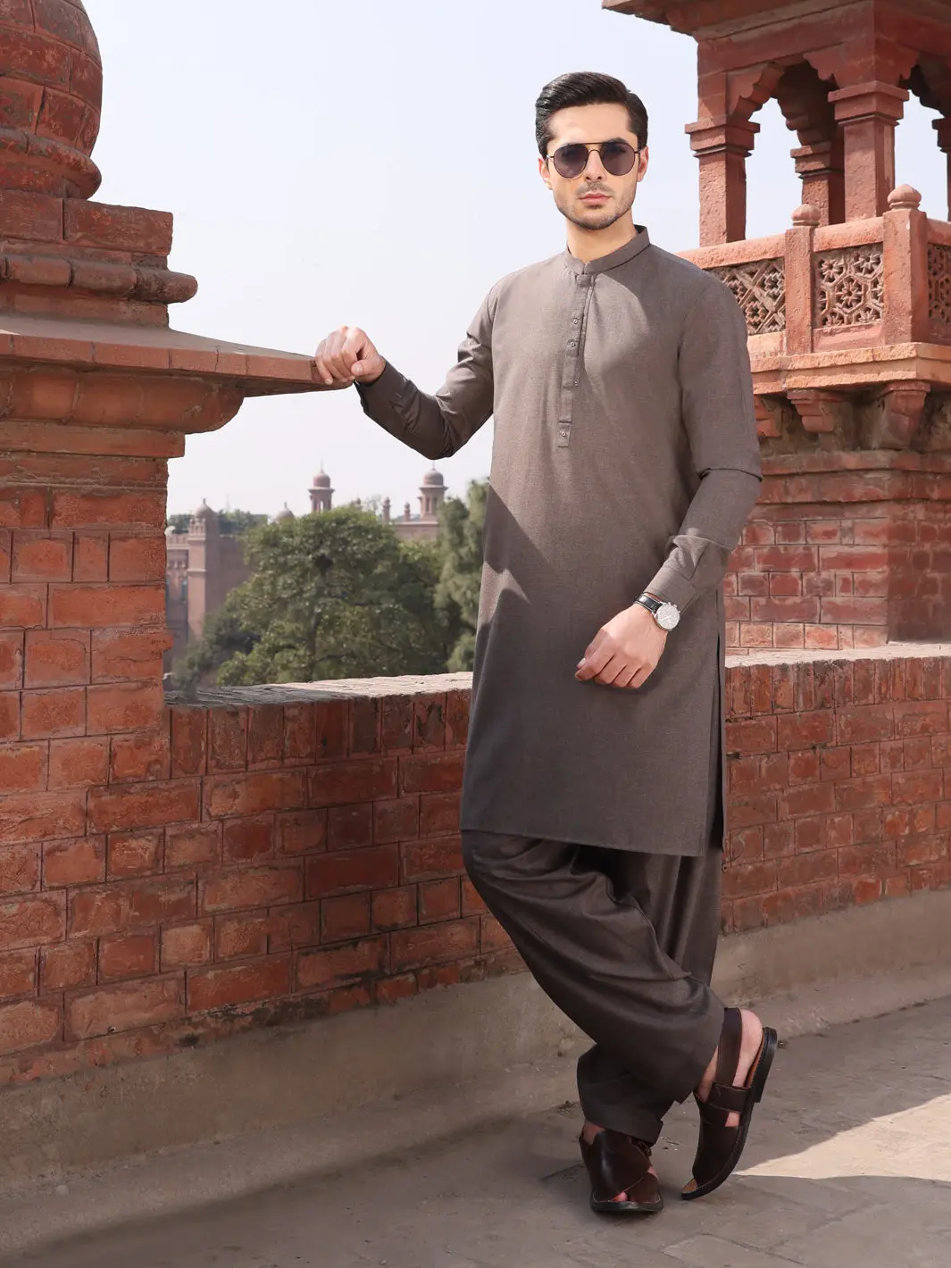 Grey Blended Kameez Shalwar - Al-Ks-2589 1