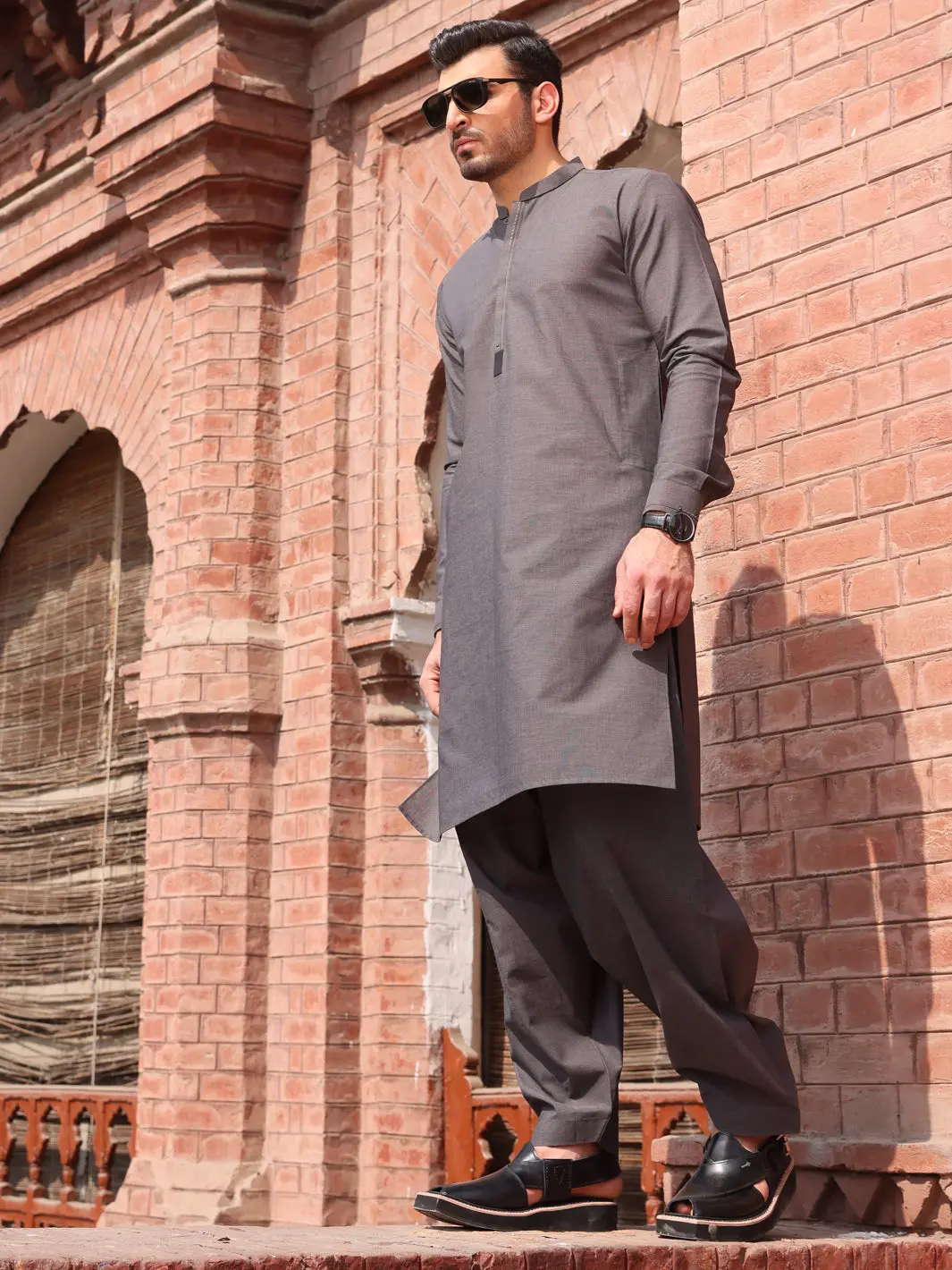 Grey Blended Kameez Shalwar - Al-Ks-2594 1