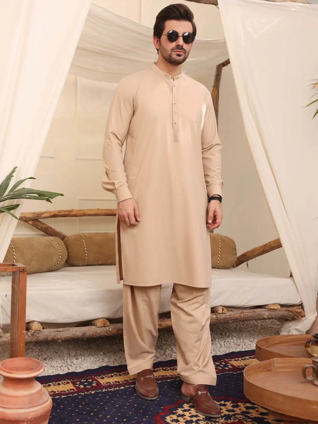 Beige Kurta Shalwar - Al-Ks-2618 1