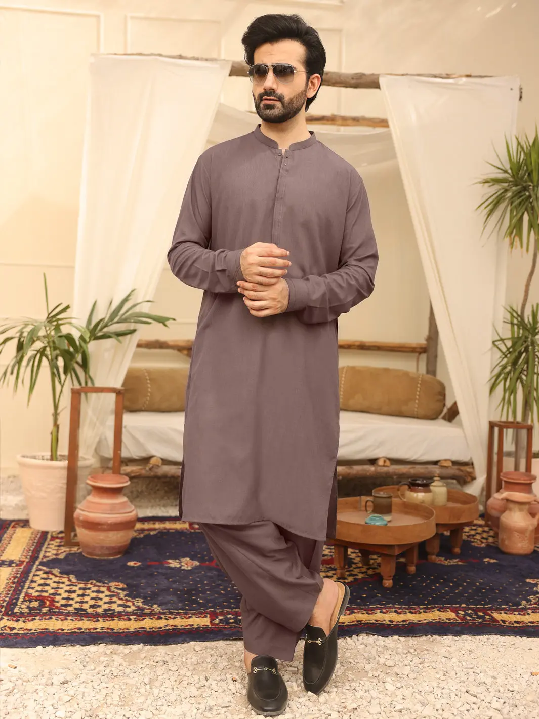 Light Purple Blended Kameez Shalwar - Al-Ks-2619 1