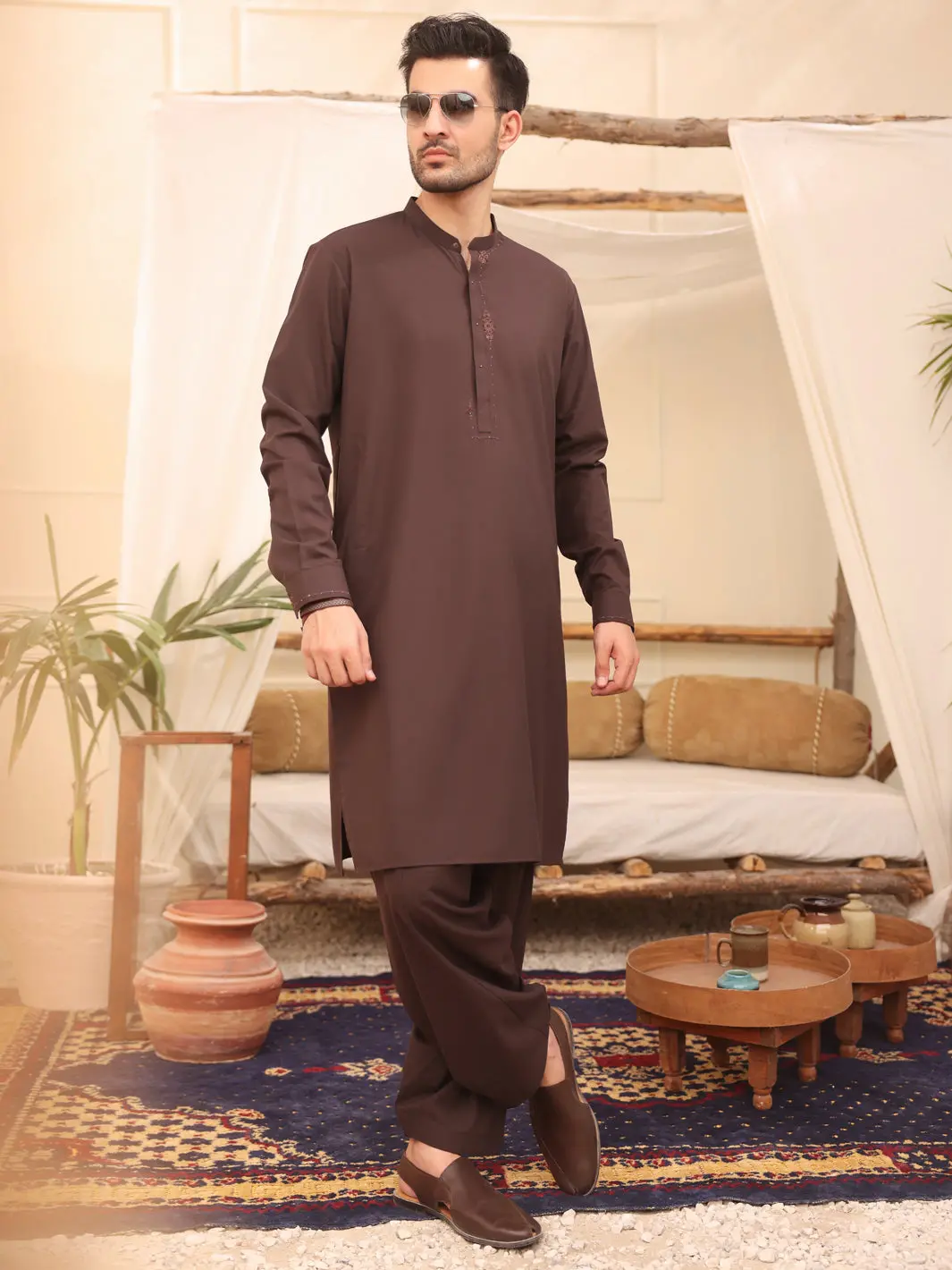 Brown Kurta Shalwar - Al-Ks-2620 1