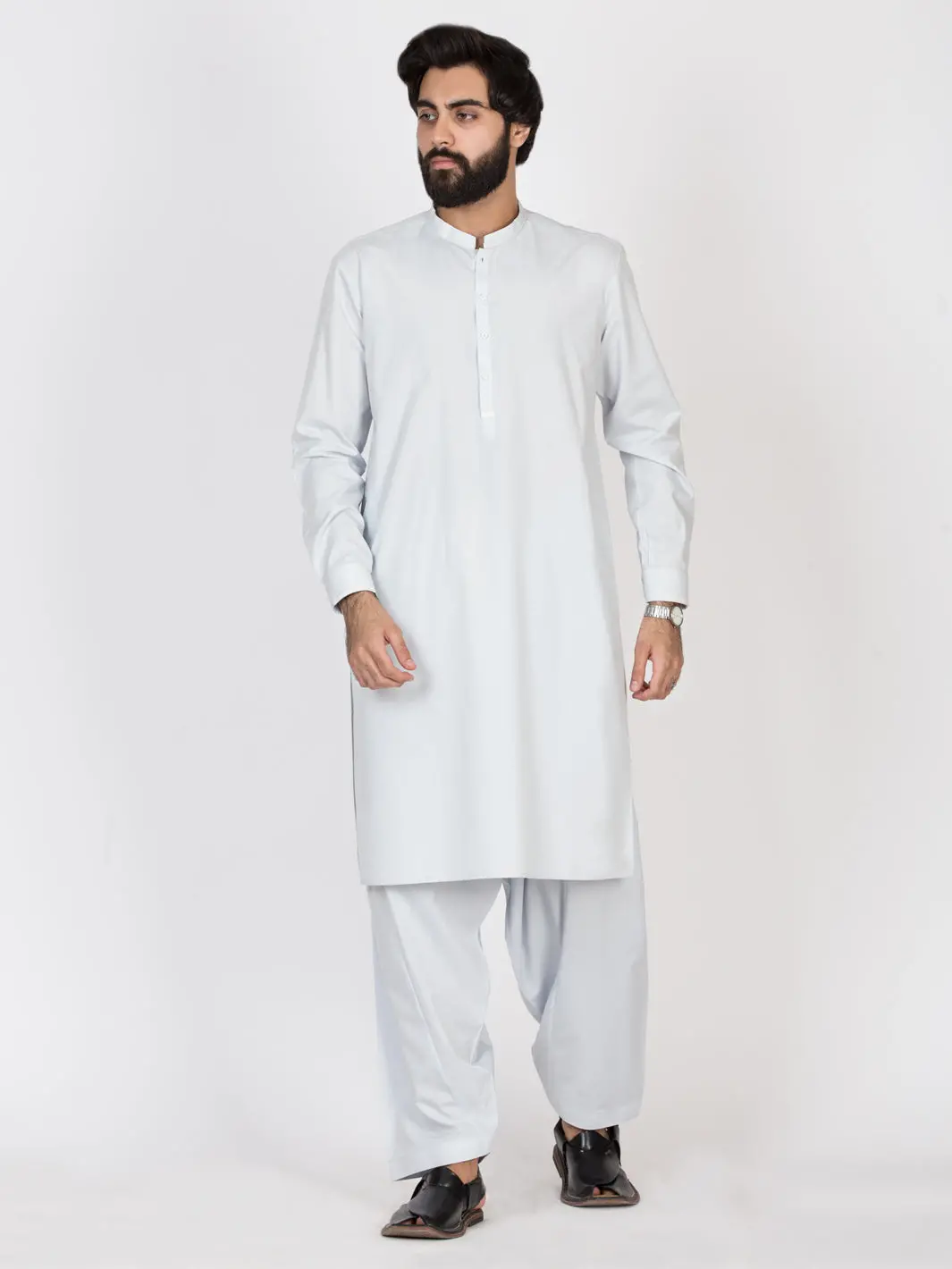 Light Blue Blended Kameez Shalwar - Al-Ks-2629 1