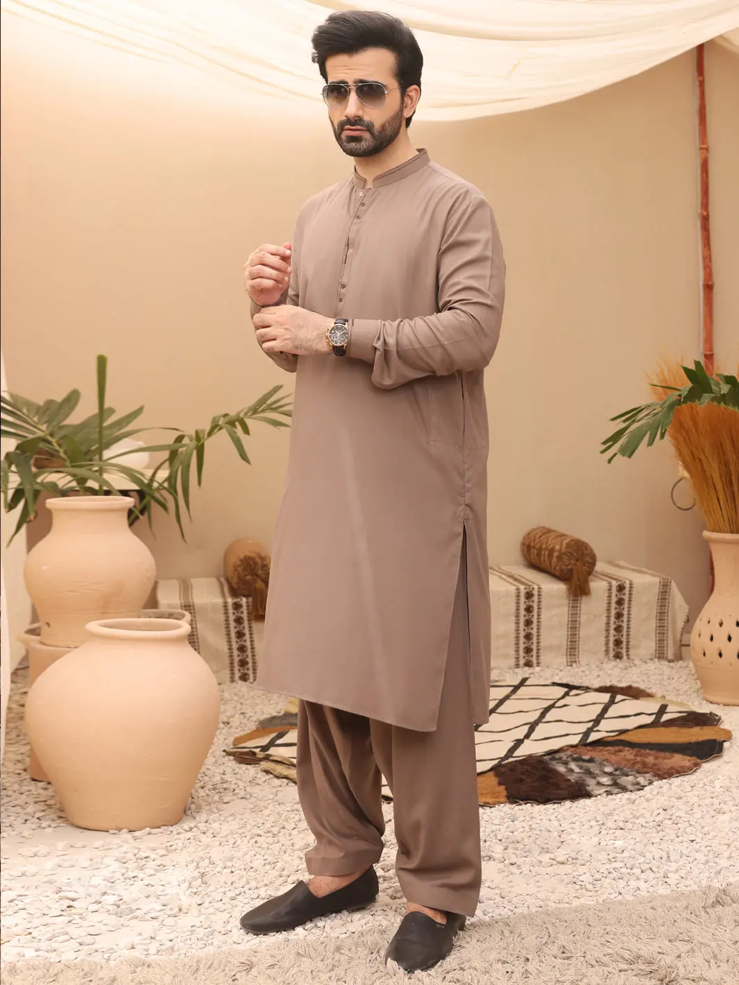 Light Brown Kurta Shalwar - Al-Ks-2636 1