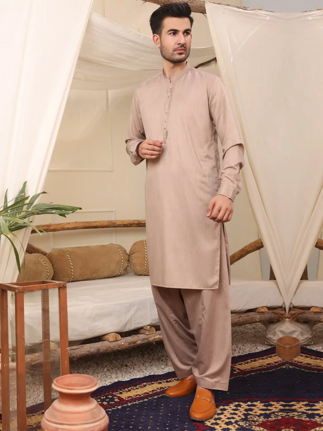 Light Brown Kurta Shalwar - Al-Ks-2643 1