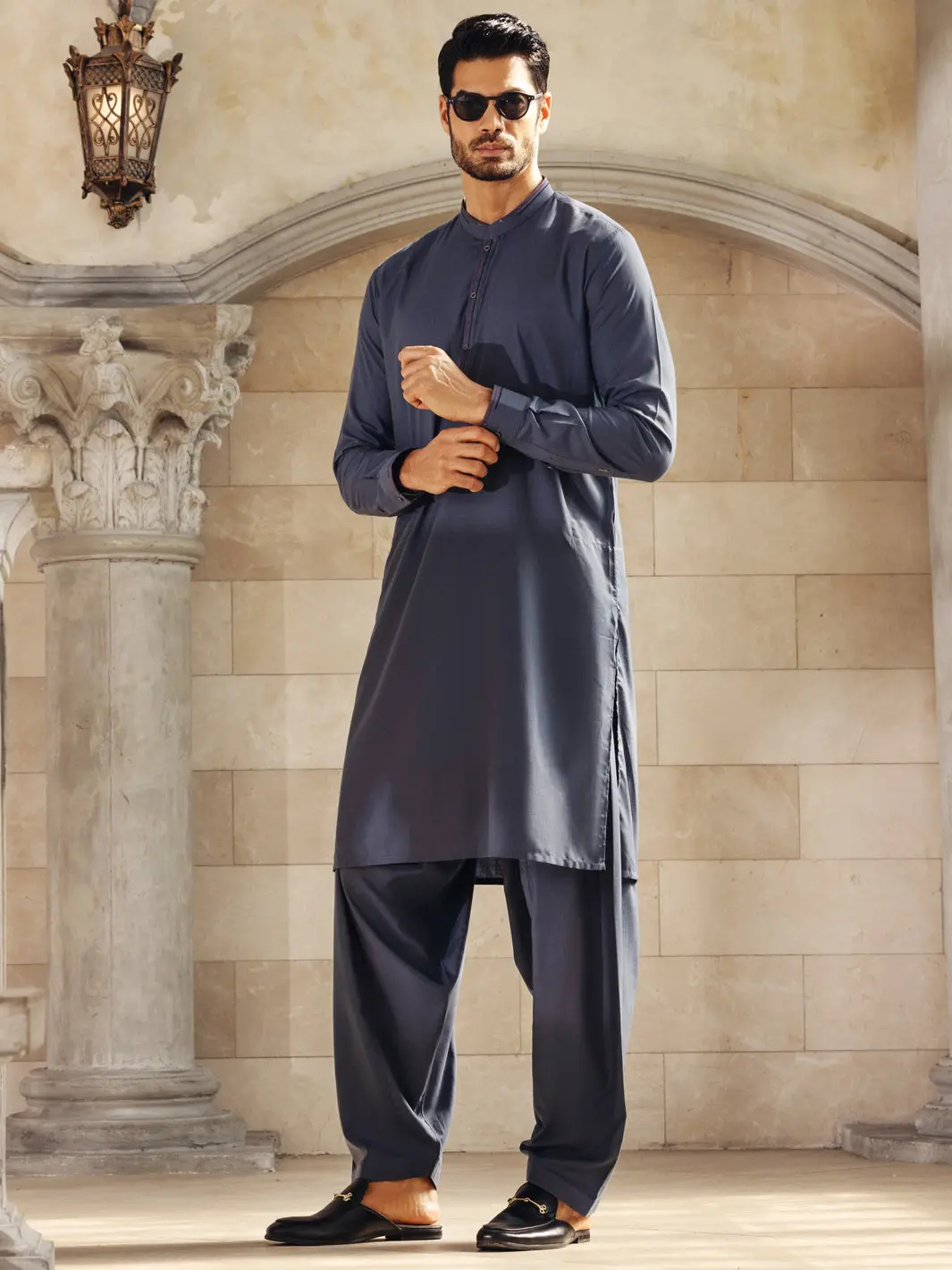 Grey Blended Kameez Shalwar -Al-Ks-2738 1