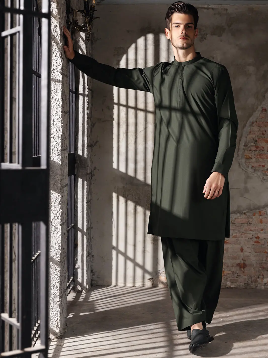 Green Blended Kameez Shalwar -Al-Ks-2740 1
