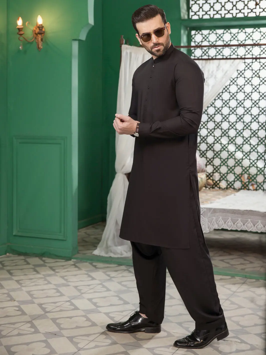 Black Blended Kameez Shalwar -Al-Ks-2755D 1