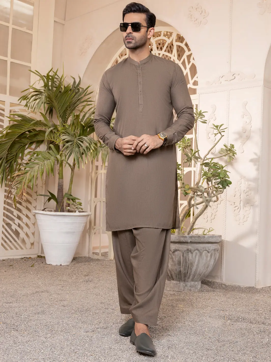 Olive Green Kameez Shalwar - Al-Ks-2761 1