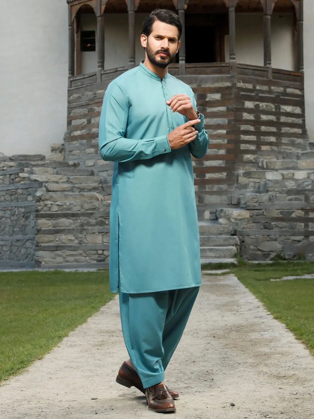 Sea Blue Kameez Shalwar - Al-Ks-2776 1