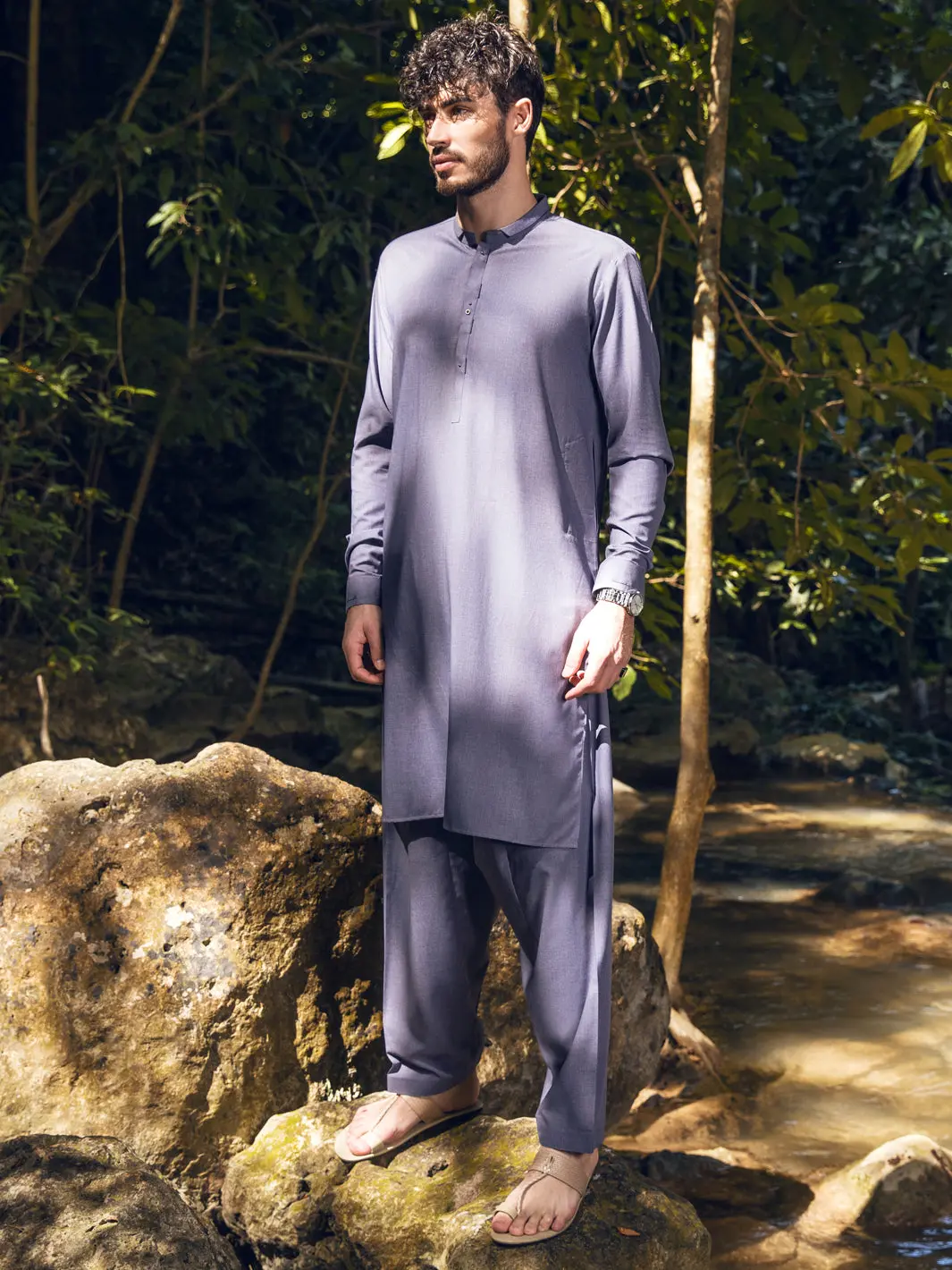 Grey Kameez Shalwar - Al-Ks-2813 1