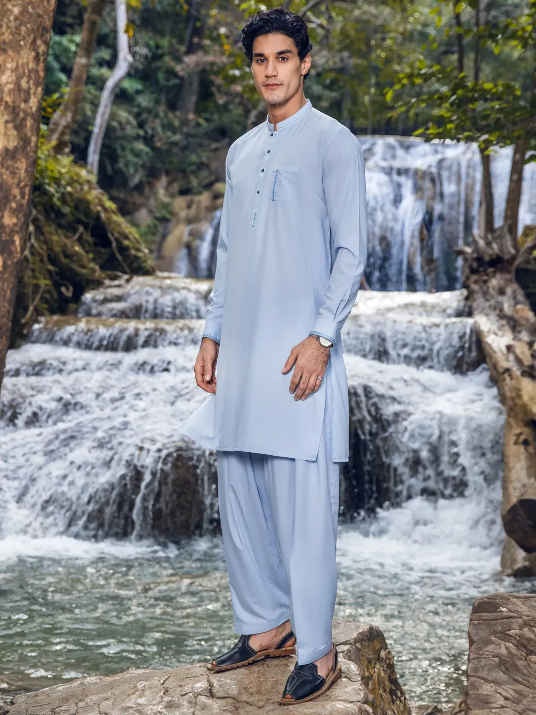 Light Blue Kameez Shalwar - Al-Ks-2834 1