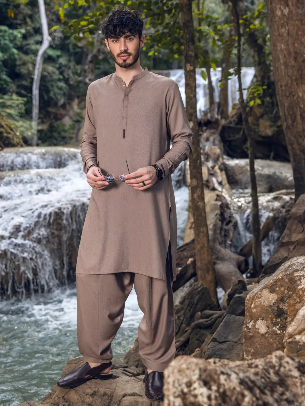 Light Brown Kameez Shalwar - Al-Ks-2848 1
