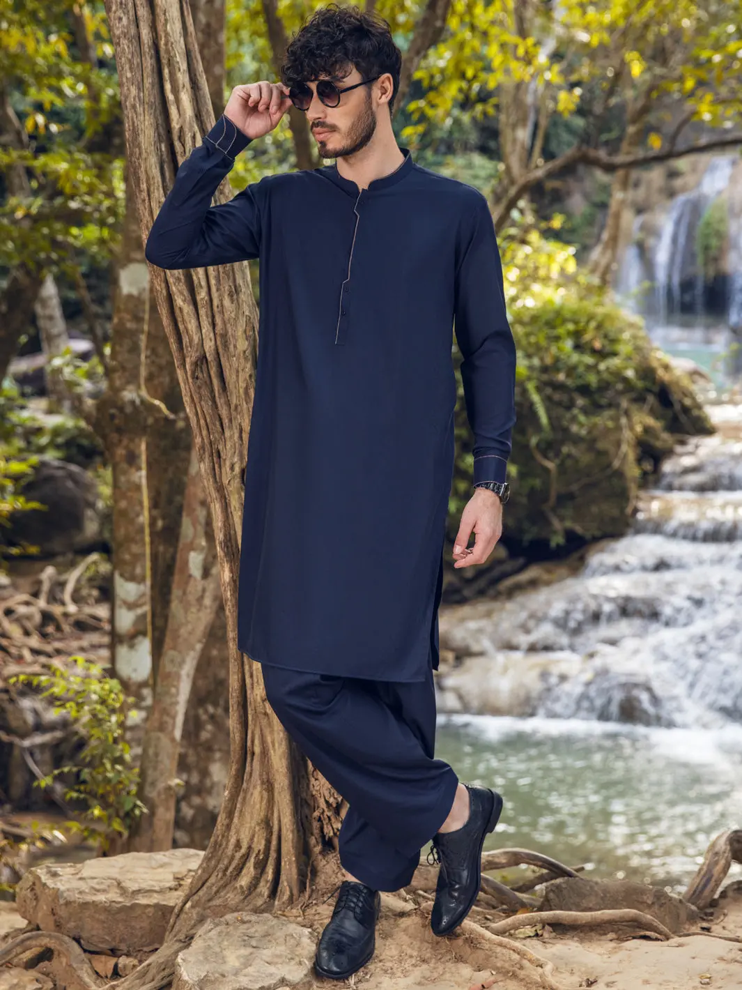 Navy Blue Kameez Shalwar - Al-Ks-2890 1