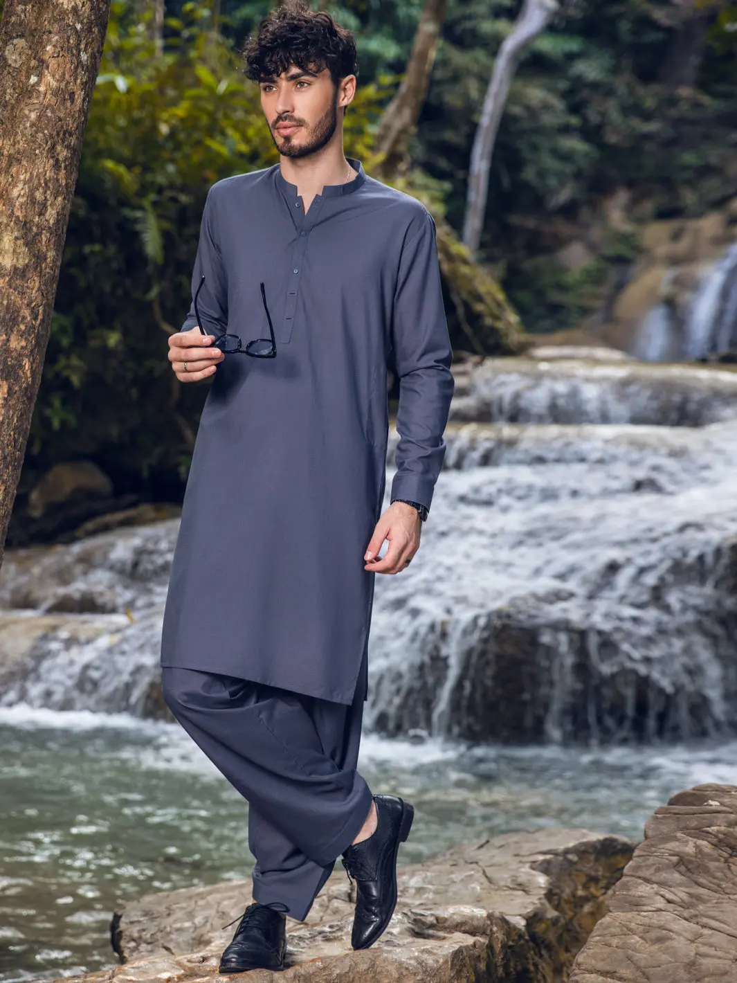 Grey Kameez Shalwar - Al-Ks-2896 1