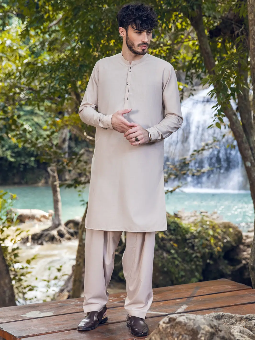 Beige Kameez Shalwar - Al-Ks-2897 1