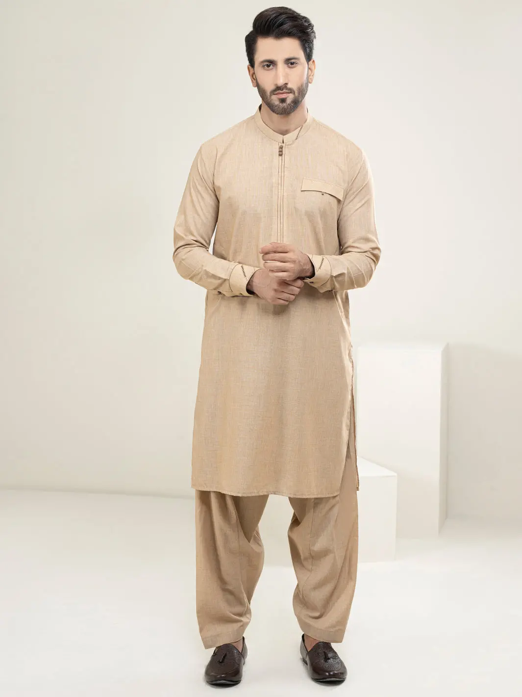 Beige Kameez Shalwar - Al-Ks-2935 1