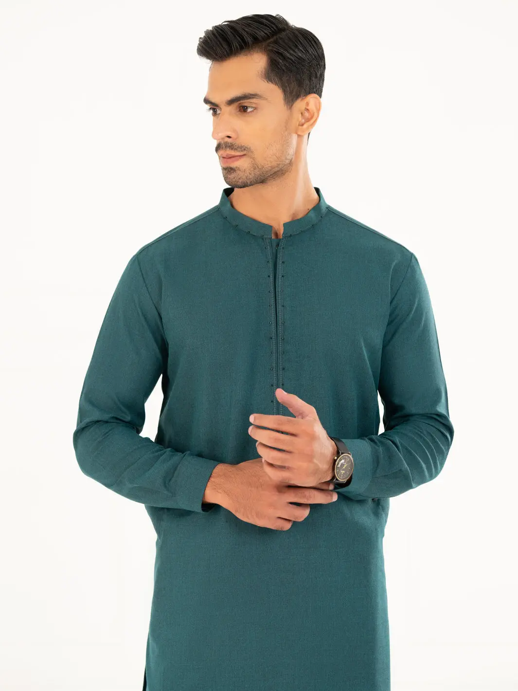 Green Semi-Formal Kameez Shalwar - Al-Ks-3161A 2