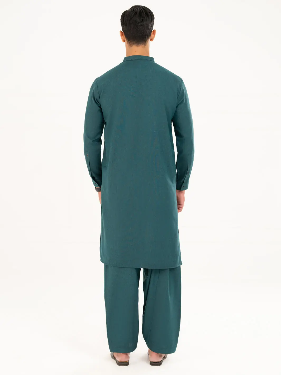 Green Semi-Formal Kameez Shalwar - Al-Ks-3161A 5