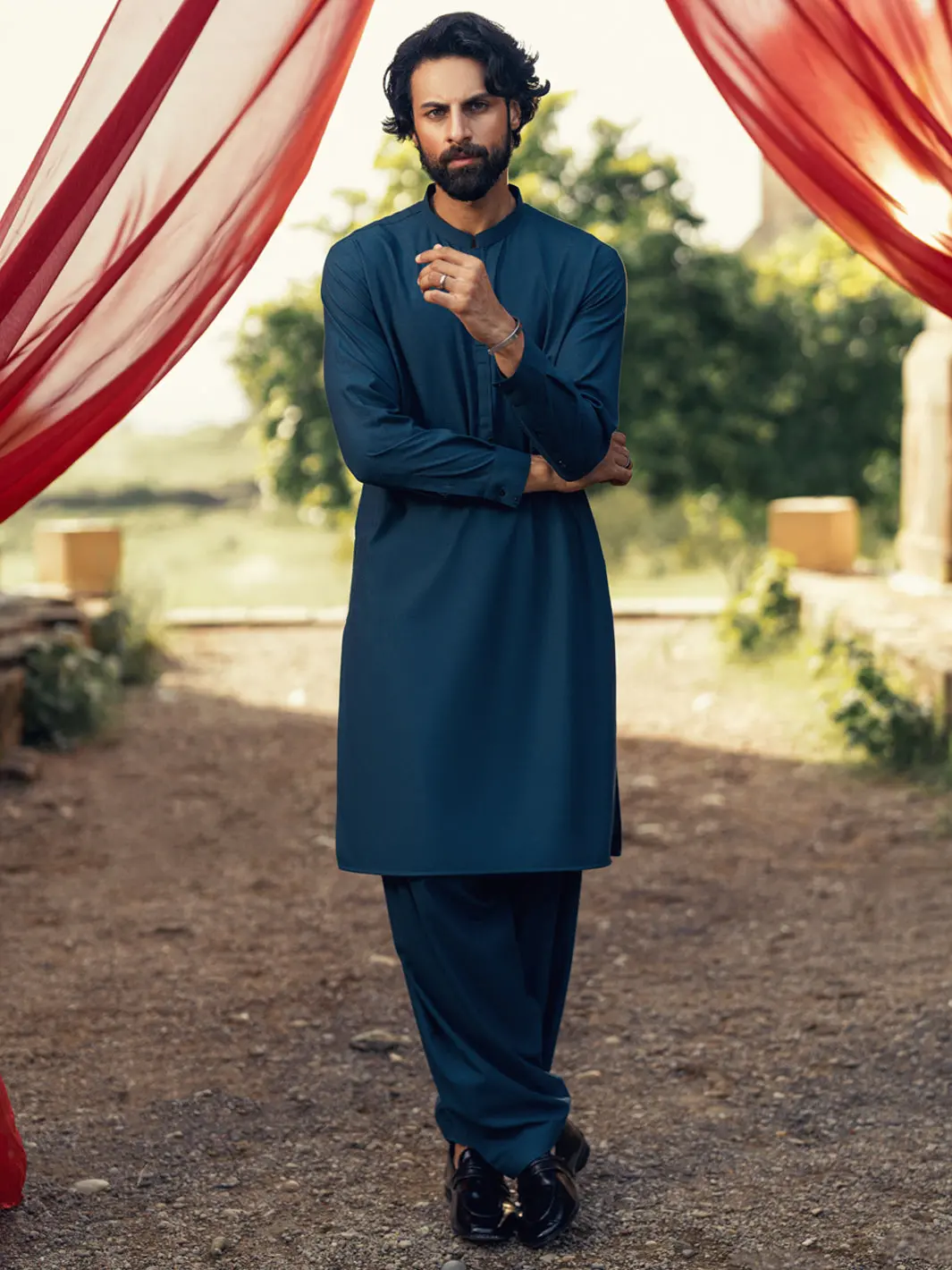 Teal Cut & Sew Kameez Shalwar - Al-Ks-3175 1