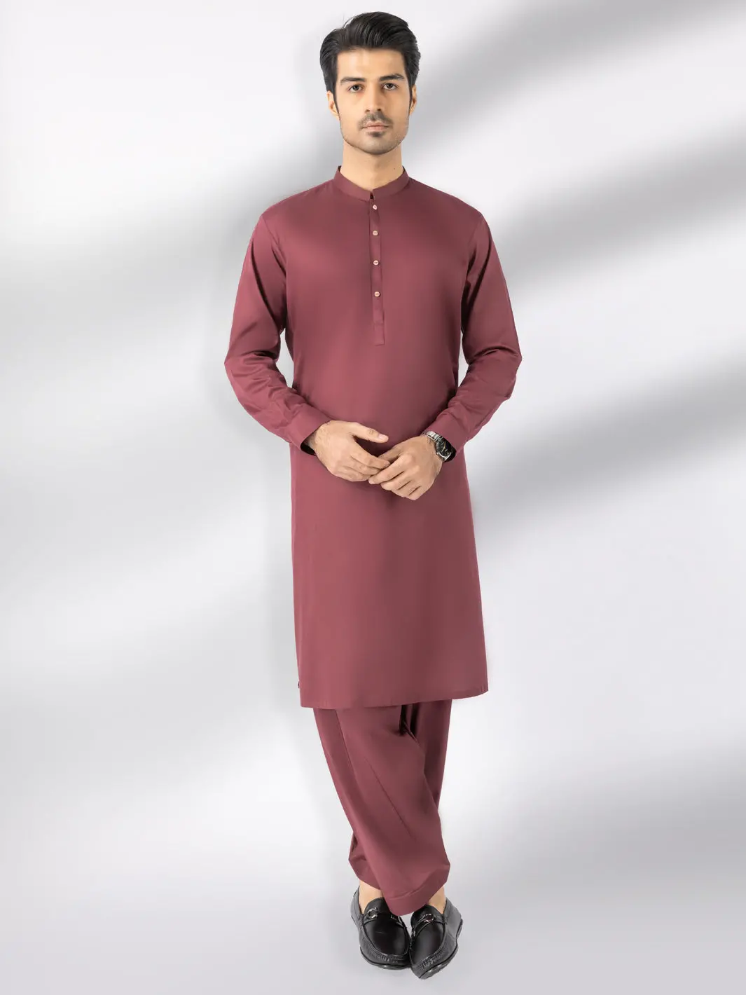 Maroon Blended Kameez Shalwar - Al-Ks-3243F 1