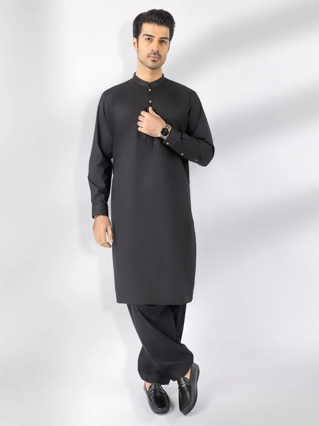 Black Blended Kameez Shalwar - Al-Ks-3243H 1