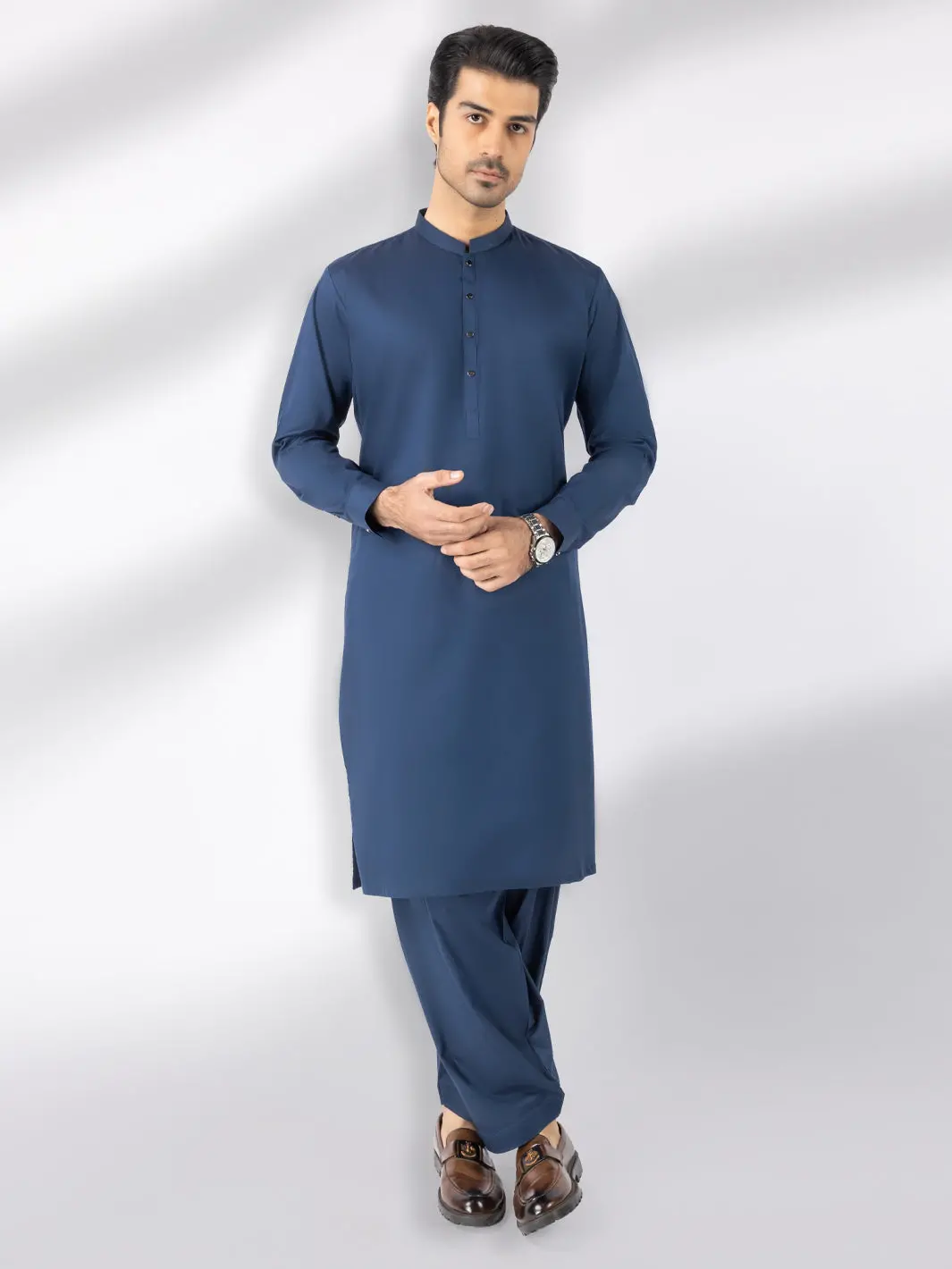 Blue Blended Kameez Shalwar - Al-Ks-3243G 1